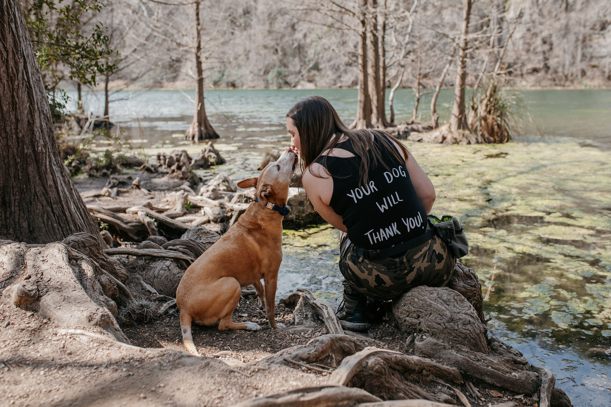 Caylen training at the river